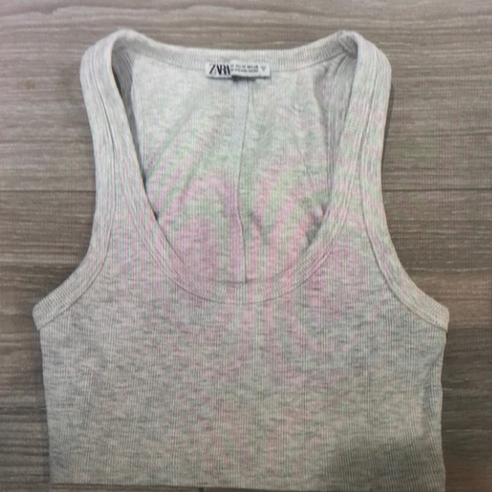 Zara Gray Pink Sleeveless Crop Top